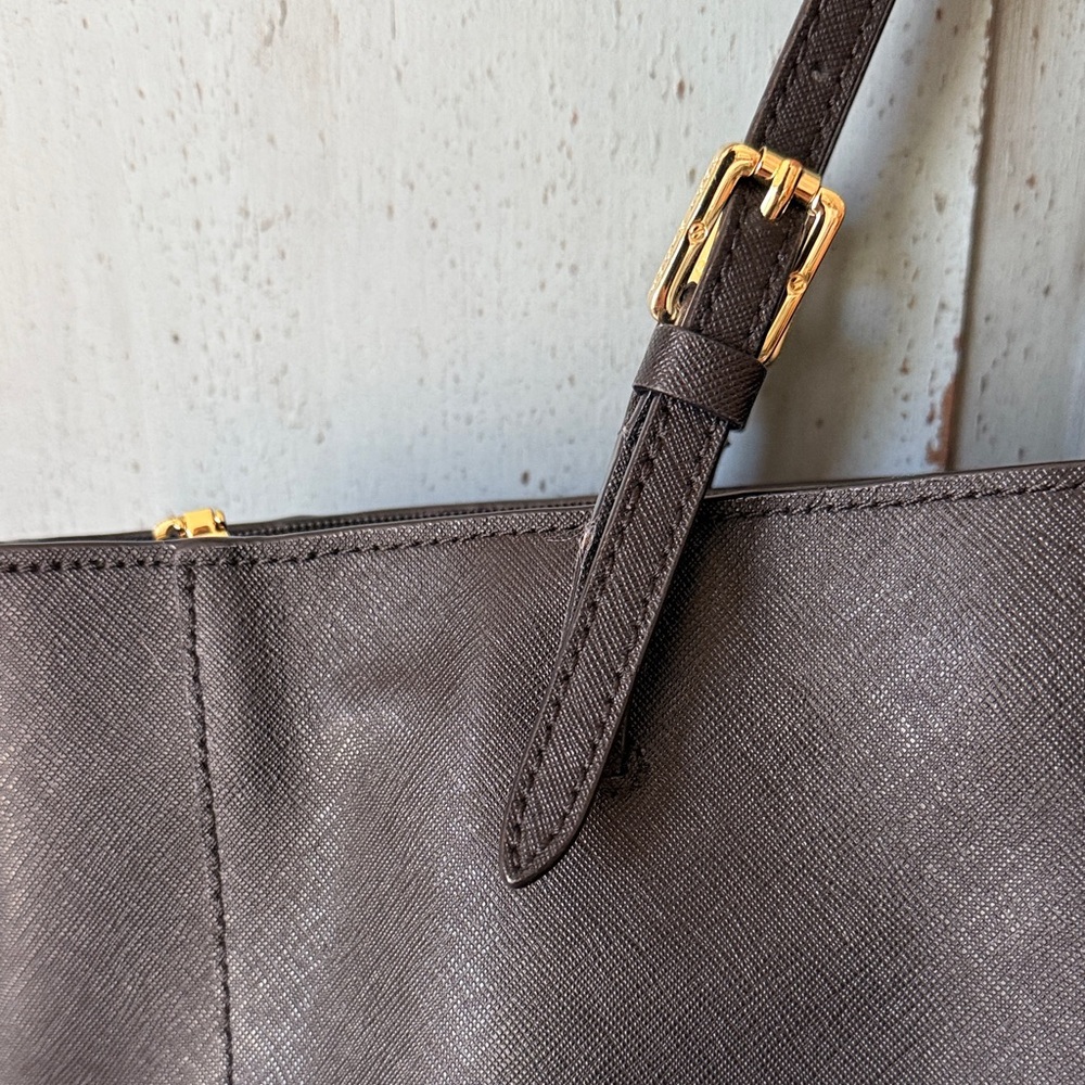 Tory Burch Black Leather Double-Handle Tote with Gold Hardware - Picture 6 of 13